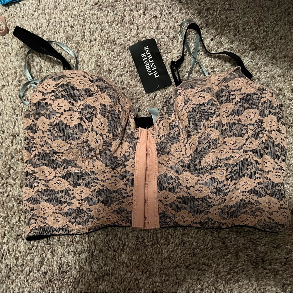 F21 Cropped Corset Bustier Top - Lace